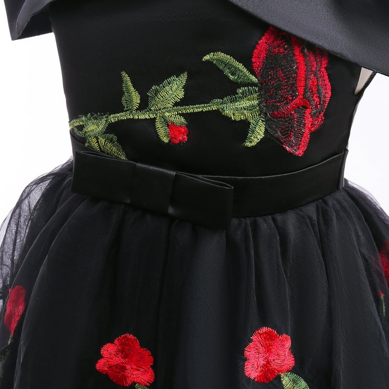 Girls' Rose Embroidered Mesh Dress Off Shoulder Princess Dress Ball Gown  for 3-10Y - Walmart.com