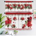 thumbnail image 7 of Christmas Poinsettia Curtain Valances Set - Upper & Lower Curtains, 52'''' L x 18'''' W & 36'''' L x 26'''' W, Kitchen Windows Decor, 3 Piece Set, Red, 7 of 7