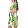 thumbnail image 2 of Fotbe Cactus And Succulent Pattern Dress Casual Womens Fashion Short Sleeve Maxi Dress T Shirt Dress Striped Long Color Block Maxi Dress, 2 of 6