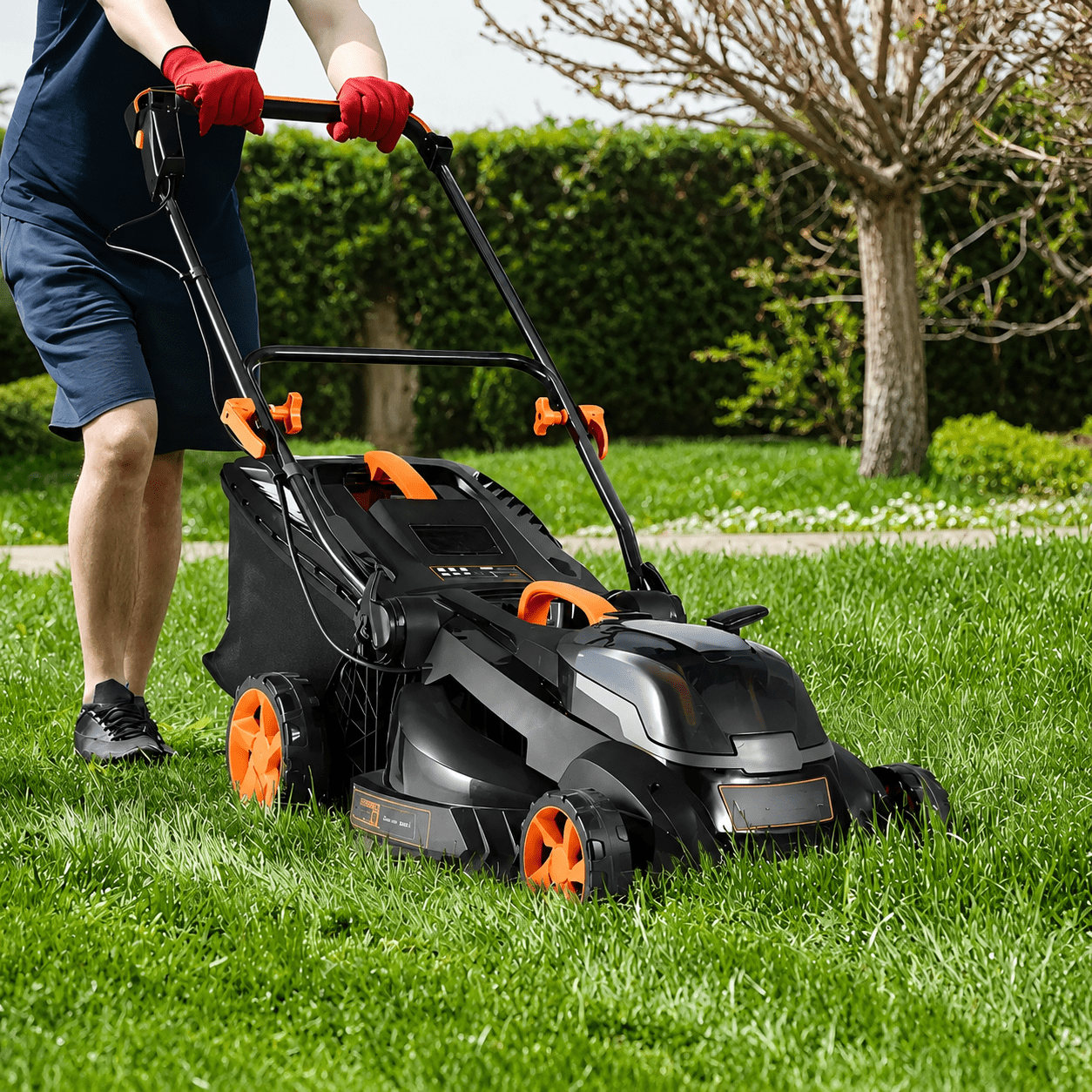 DOVAMAN 40V 19" Cordless Lawn Mower, Brushless Electric Lawn Mower, 6-Position Height, 2-in-1 Mulch & Bag, Battery and Charger Included (4.0Ah)