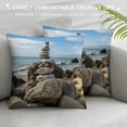thumbnail image 3 of Orinice Beach Ocean Rocks Graphic Decorative Cushion Throw Pillow Cover for Home Couch Living Room Bed Sofa, Summer Style 1PC 24x24in, 3 of 5