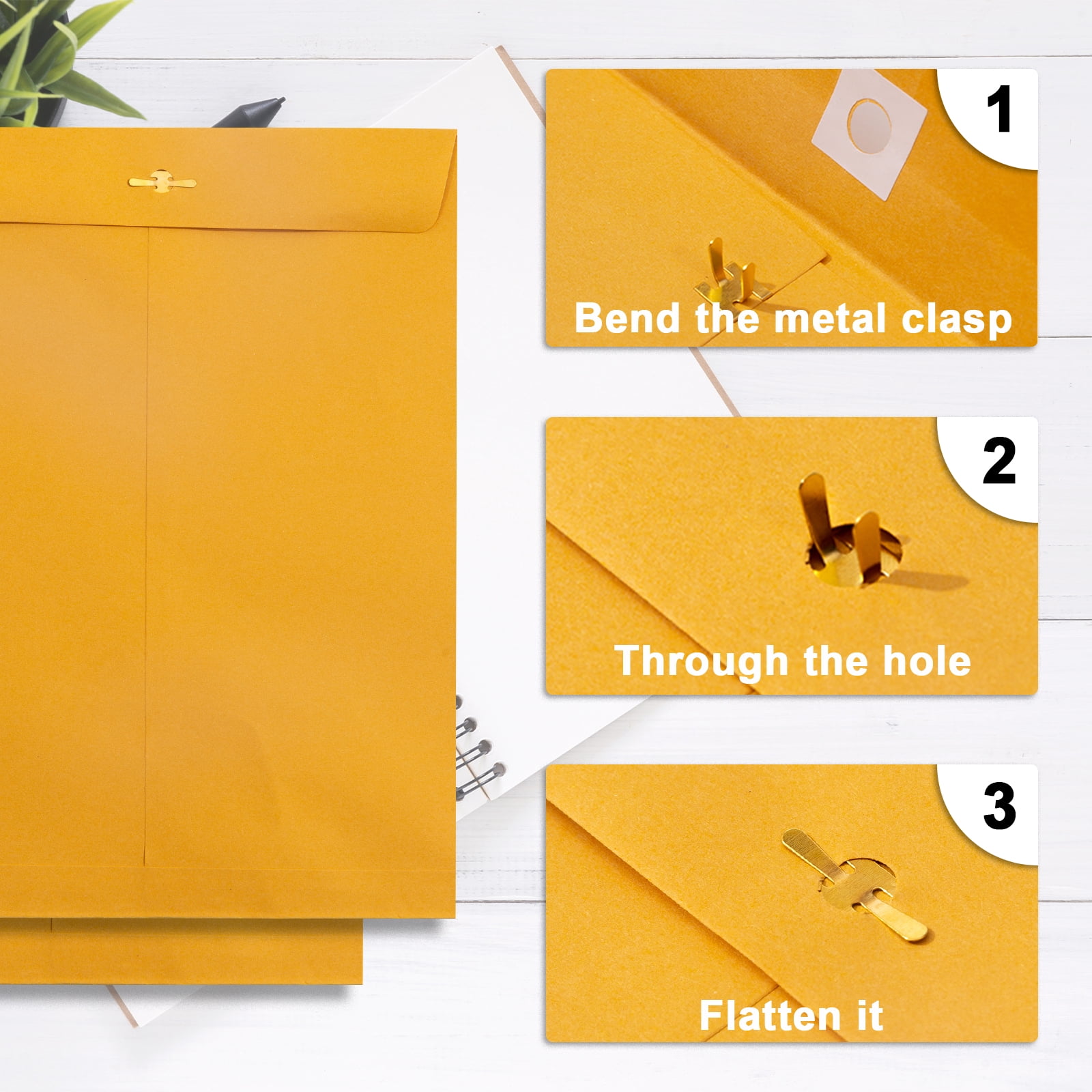 Clasp Envelopes 9x12,Goefun Manilla Envelopes 100 pack, 100GSM paper, Catalog Brown Kraft Large Envelopes with Clasp Closure and Gummed Seal for Business, Legal, Office, Home and School