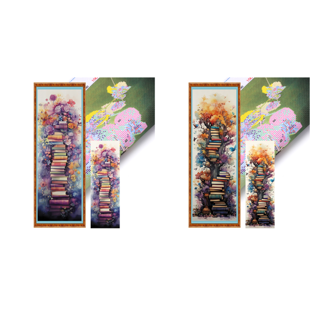 Hilo Algodón Bordado 11CT Libro Flores Pilas Punto Cruz 30x80cm