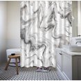 thumbnail image 2 of Grey Marble Shower Curtain for Bathroom, Abstract White Marble Fabric Shower Curtains with 12 Hooks, Modern Art Waterproof Polyester Shower Curtain Set, White Gray, 72x72, 2 of 5
