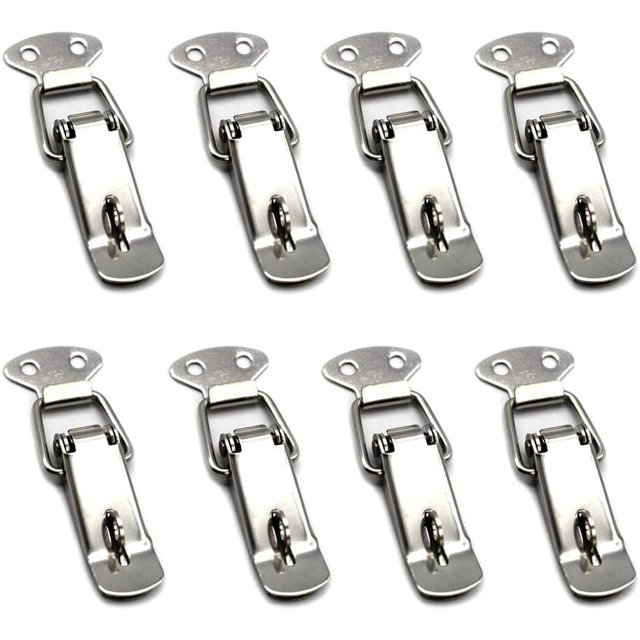 8 Piezas Pestillo de Palanca Pestillo con Resorte Pestillo de Palanca de Acero Inoxidable para Cofre de Herramientas, Cajón, Armario y Cofre - Plata 90*32mm
