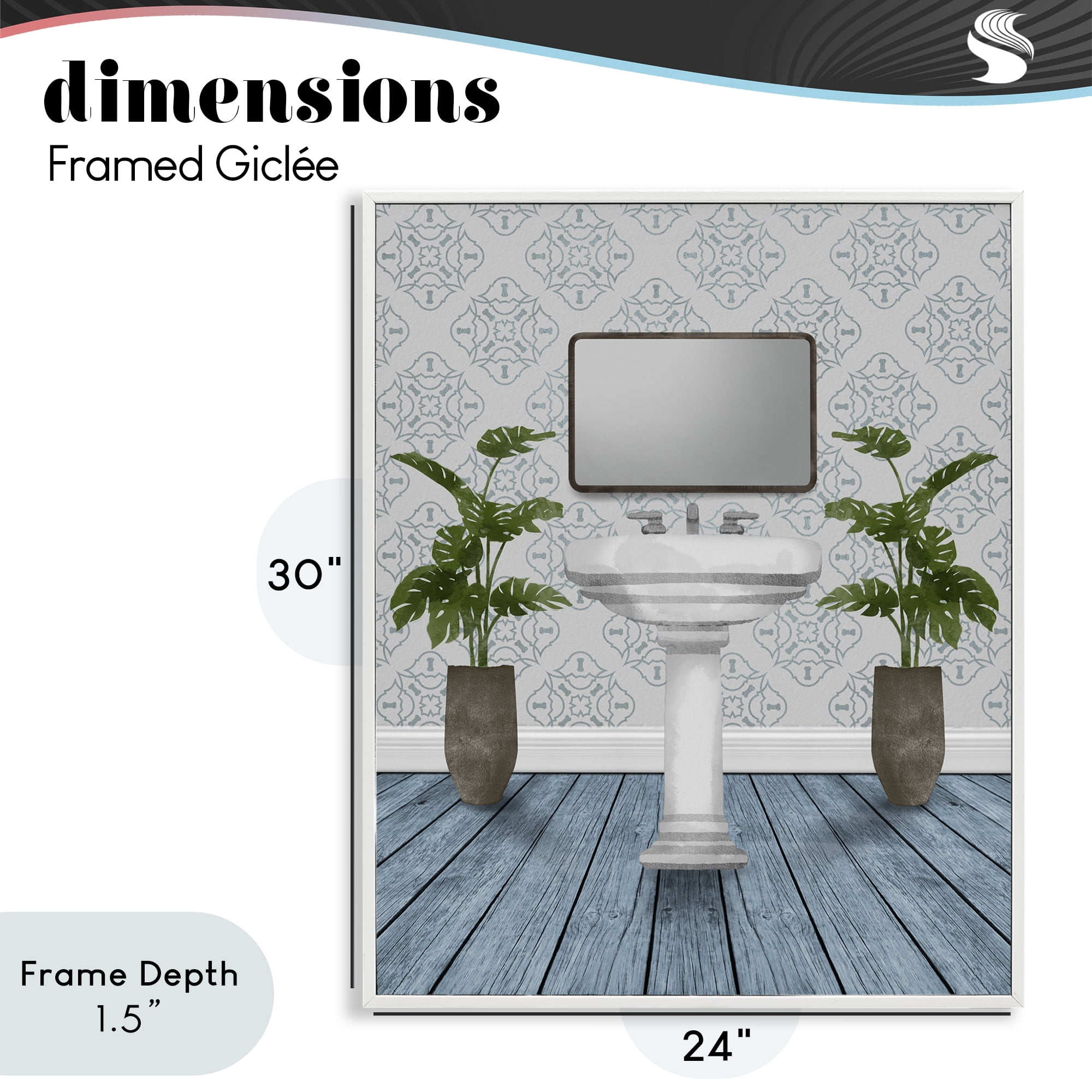 Stupell Industries Restful Wash Plants & Sink White Framed Giclee Art, design by Marcus Prime