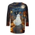 thumbnail image 4 of Edvintorg Womens Plus Size Tops Halloween Printed Crew Neck 3/4 Sleeve Casual Pullover Shirt Trendy Womens Clothes S-5XL Multicolor, 4 of 5