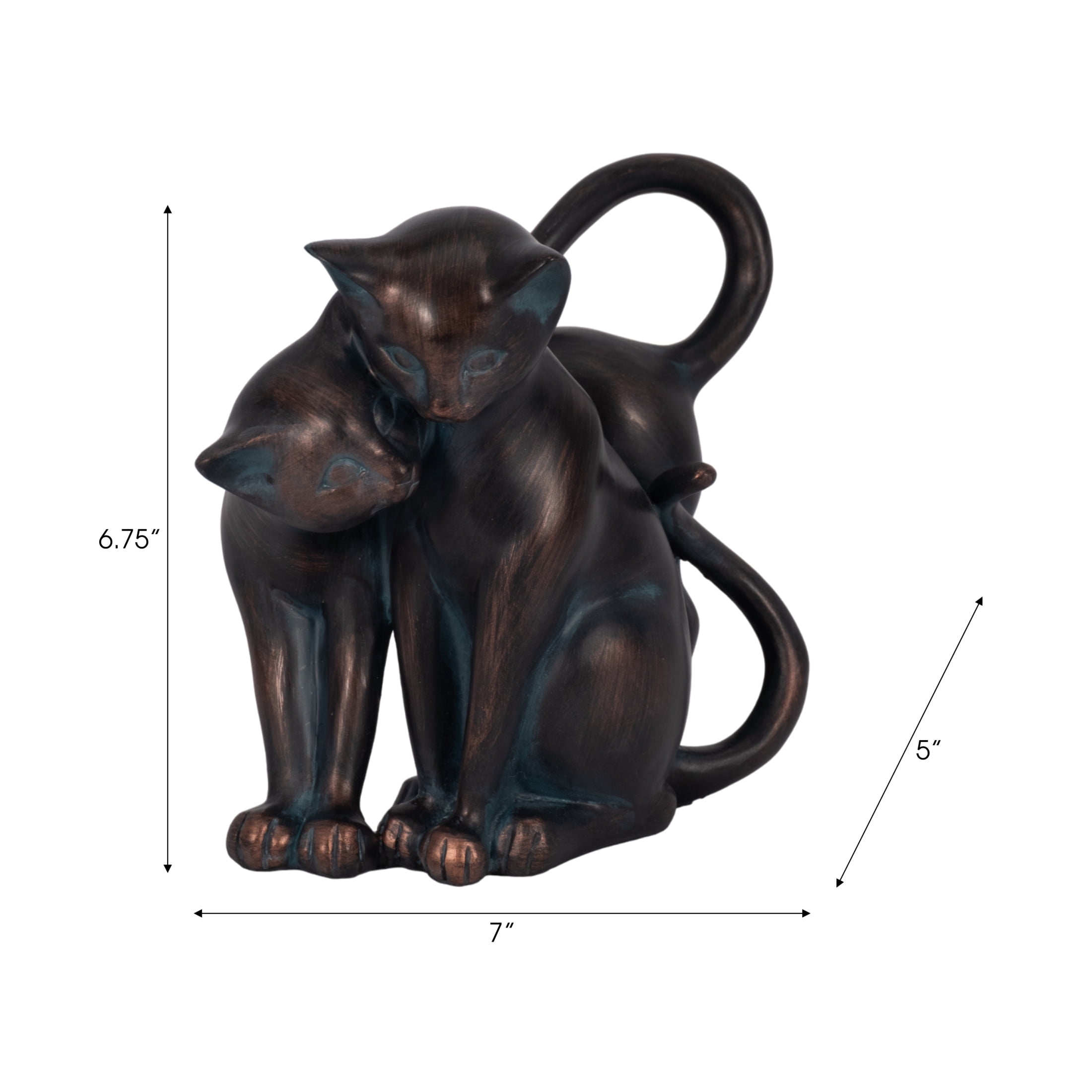 Whimsical Cuddling Cats Figurine for Garden Decor - Resin Figurine for Front Porch, Patio, and Backyard Decoration - Decorative Garden Statue for Yard Art and Walkway Display - 7", Bronze