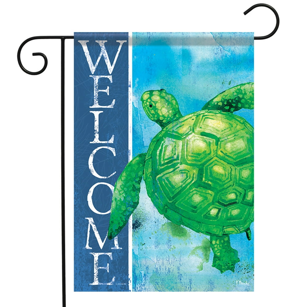 Green Turtle Garden Flag Summer Welcome Nautical Double Sided Banner 12