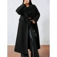 thumbnail image 5 of Women'S Winter Oversized Wool Coat Notched Lapel Collar Loose Fit Maxi Long Overcoat Streetwear Black S, 5 of 7