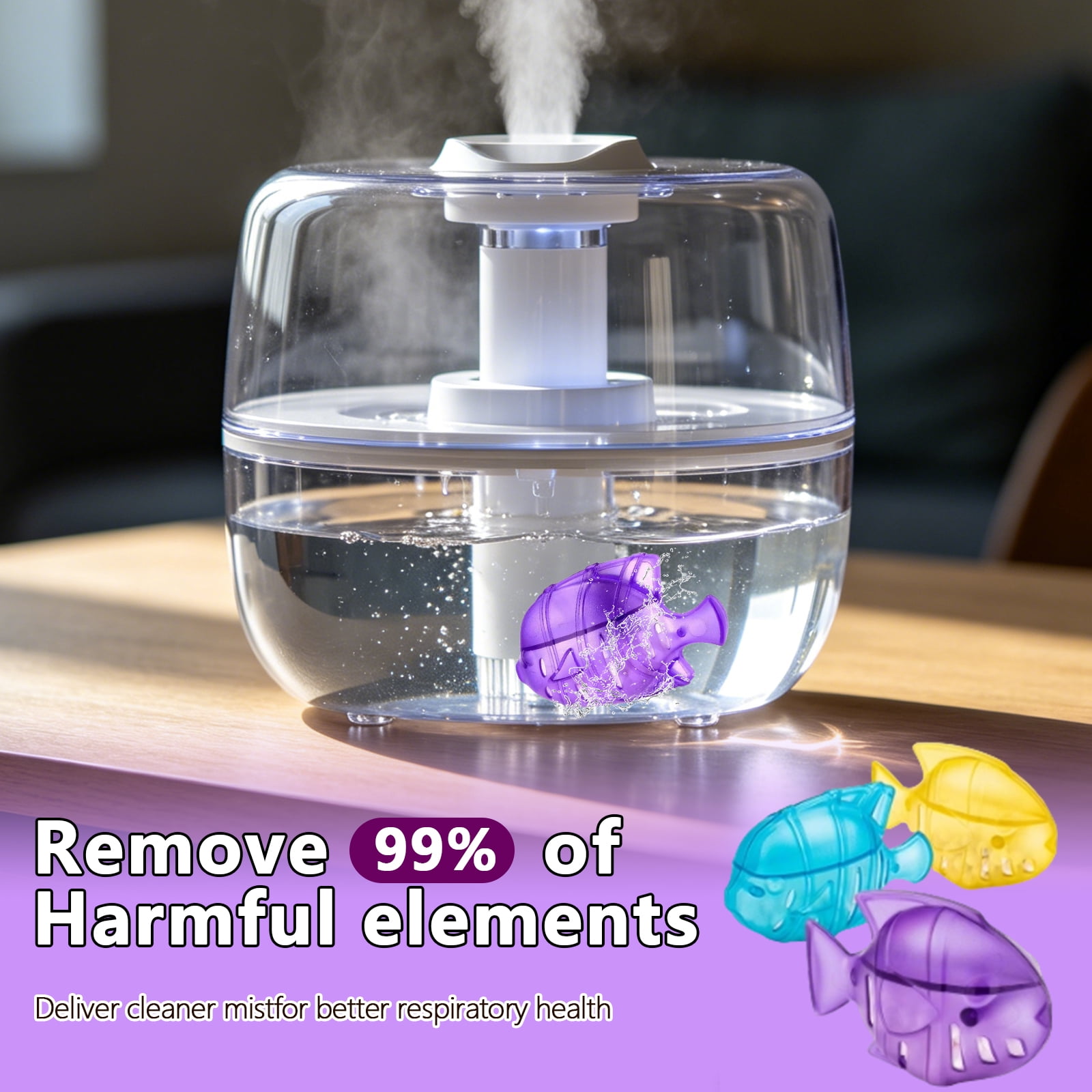 Arcticwind 15 Pack Humidifier Cleaning Fish, Humidifier Cleaner for Humidifiers and Fish Tanks, Purifies Water, Prevents Hard Water Build-Up, Reduces Scale,Purple