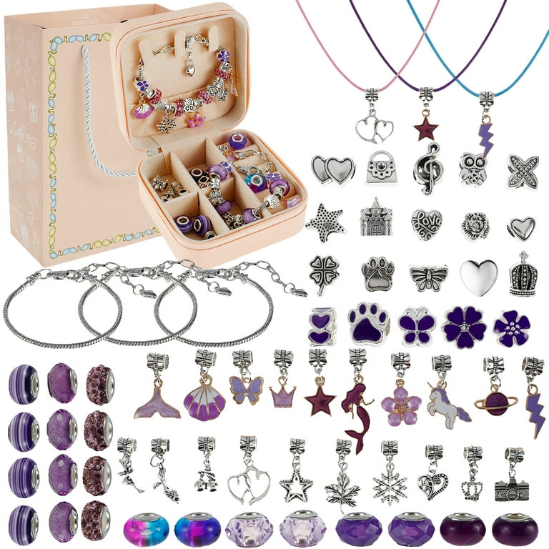 Flasoo Charm Bracelet Making Kit, 66Pcs Charm Beads Oman