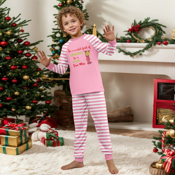 Christmas Pajamas Toddler Grinchmas Pajama Sets for Family Fun for Dad Mom Kids and Baby Grinch Pajamas Women Baby 6 Months