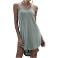 thumbnail image 1 of Mrat Débardeurs d'Entraînement à Dos Nageur pour Femmes Robe d'Été Décontractée pour Femmes Robe Bohème de Plage Col Rond Sans Manches Ample Robes Débardeurs Mignonne Robe Mini Asymétrique S-402 Gris 3TG, 1 of 8