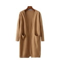 thumbnail image 3 of Lovskoo 2024 Cardigan Sweaters for Women Open Front Spring and Fall Solid Color Long Sleeved Pocket Shirt Loose Lapel Oversized Winter Outerwear Tops Khaki, 3 of 4