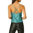 thumbnail image 4 of Allegra K Women's Cowl Neck Sparkly Metallic Spaghetti Strap Camisole Top, 4 of 7