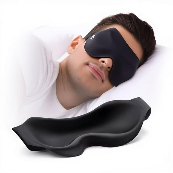 FACEMOON 3D Sleep Mask Pressure-Free 100% Light Blocking with Adjustable Strap Night Eye Cover Travel Comfort