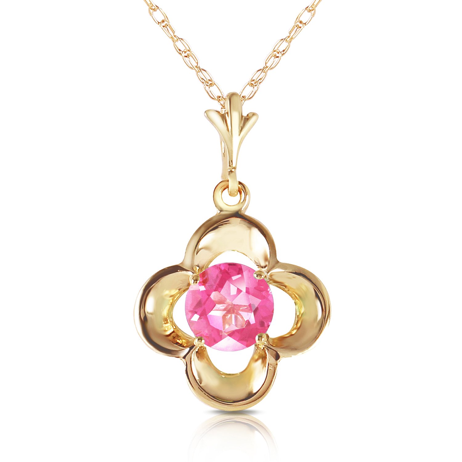 Galaxy Gold 14K Solid Gold Natural Pink Topaz Necklace for Women - Yellow Gold Fine Jewelry