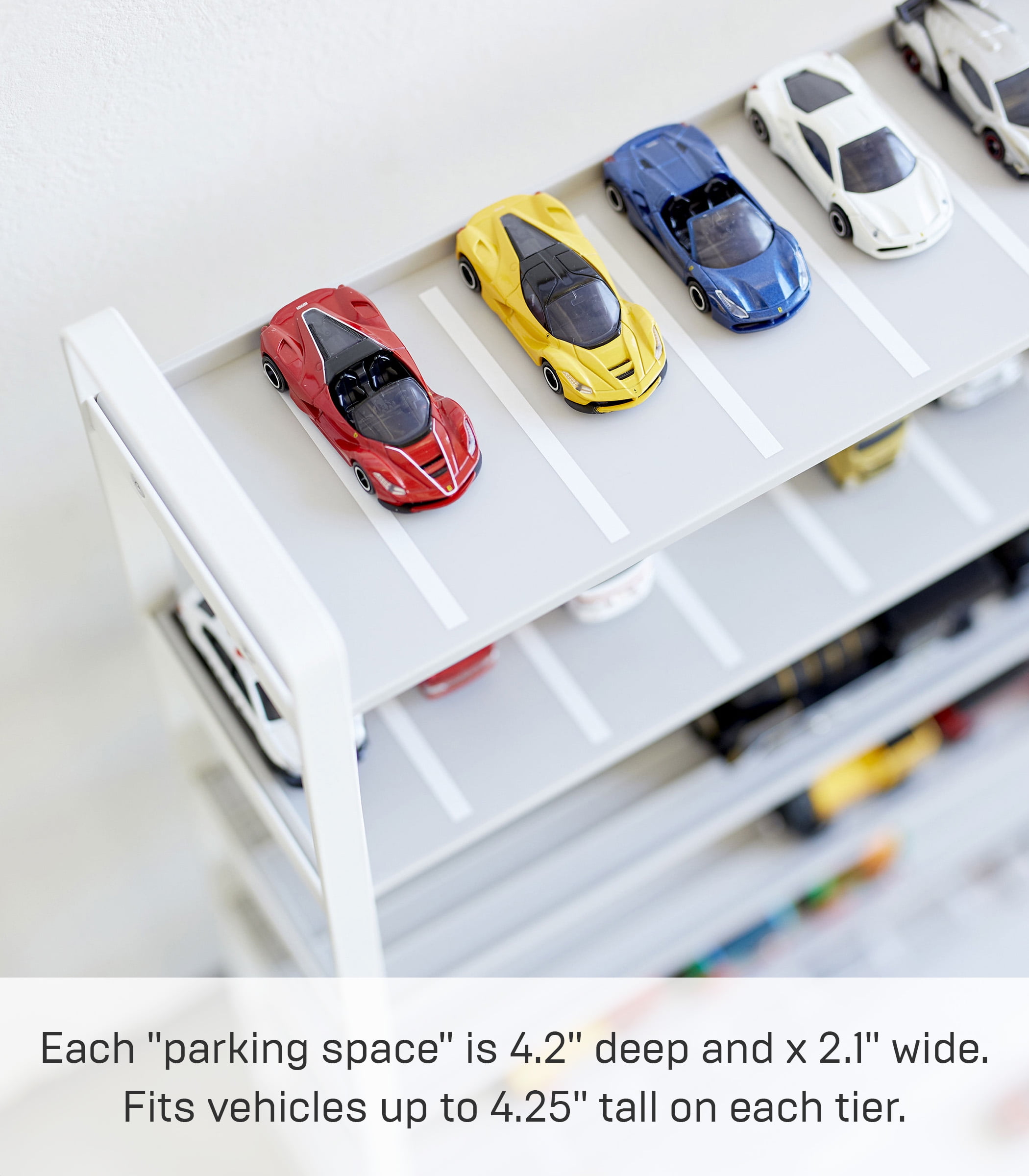 Yamazaki Home Kids' Parking Garage, White Steel Storage Organizer