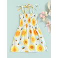 thumbnail image 2 of xiaxaixu Robe d'Été Mignonne Imprimée Sans Manches à Bretelles Spaghetti Smockée Marguerite Robe Sans Manches pour Petites Filles Robe d'Été, 2 of 9