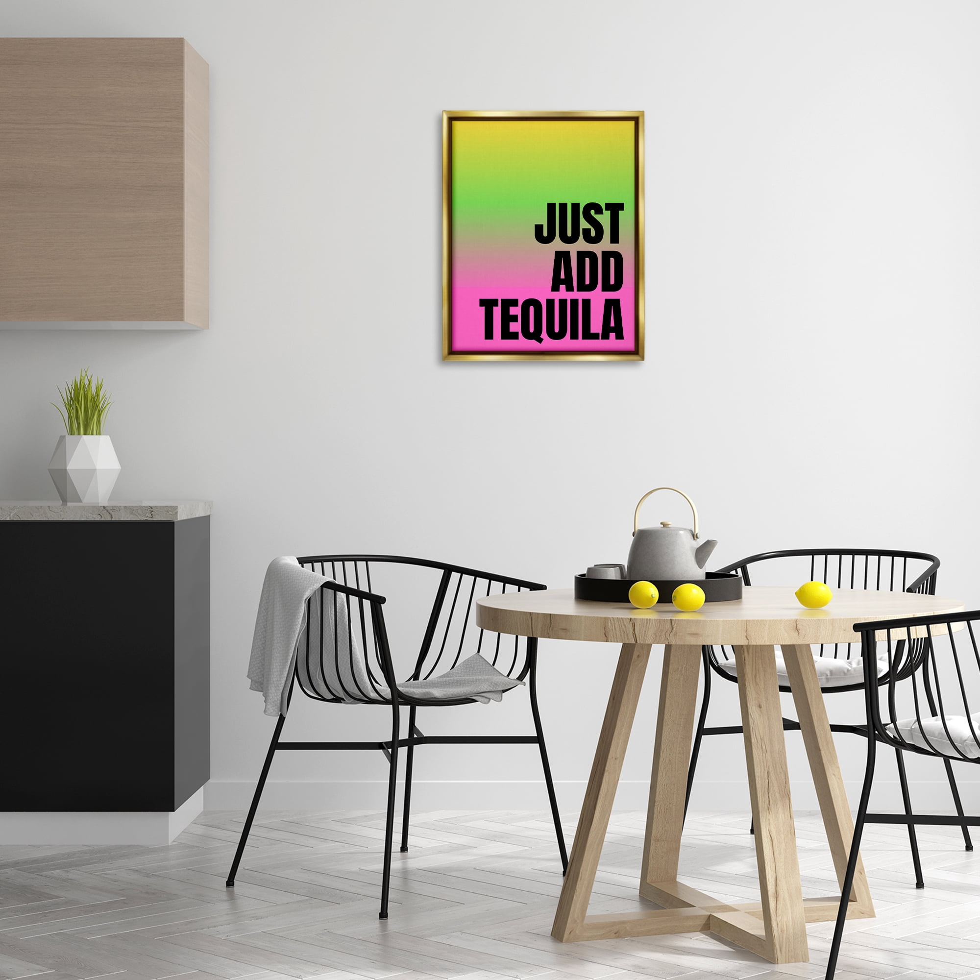 Stupell Industries Just Add Tequila Gradient Food & Beverage Painting Gold Floater Framed Canvas Art Print Wall Art, 17 x 21