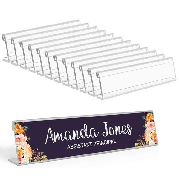 Printtoo OfficeDeskName Plate Nameplates ForDesksHorizontal Slant Back Reusable Name Slant Holder For Business Training Event Pack Of 12