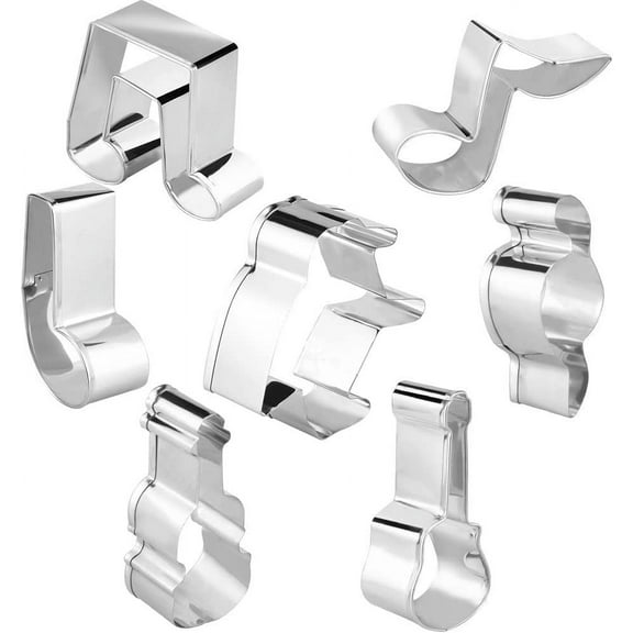 LYTIVAGEN 7 PCS Music Cookie Cutter Set Biscuit Fondnat Cutters Cookie Mold Music Notes Stainless Steel Molds for Making Cookies, Bread, Cakes, etc