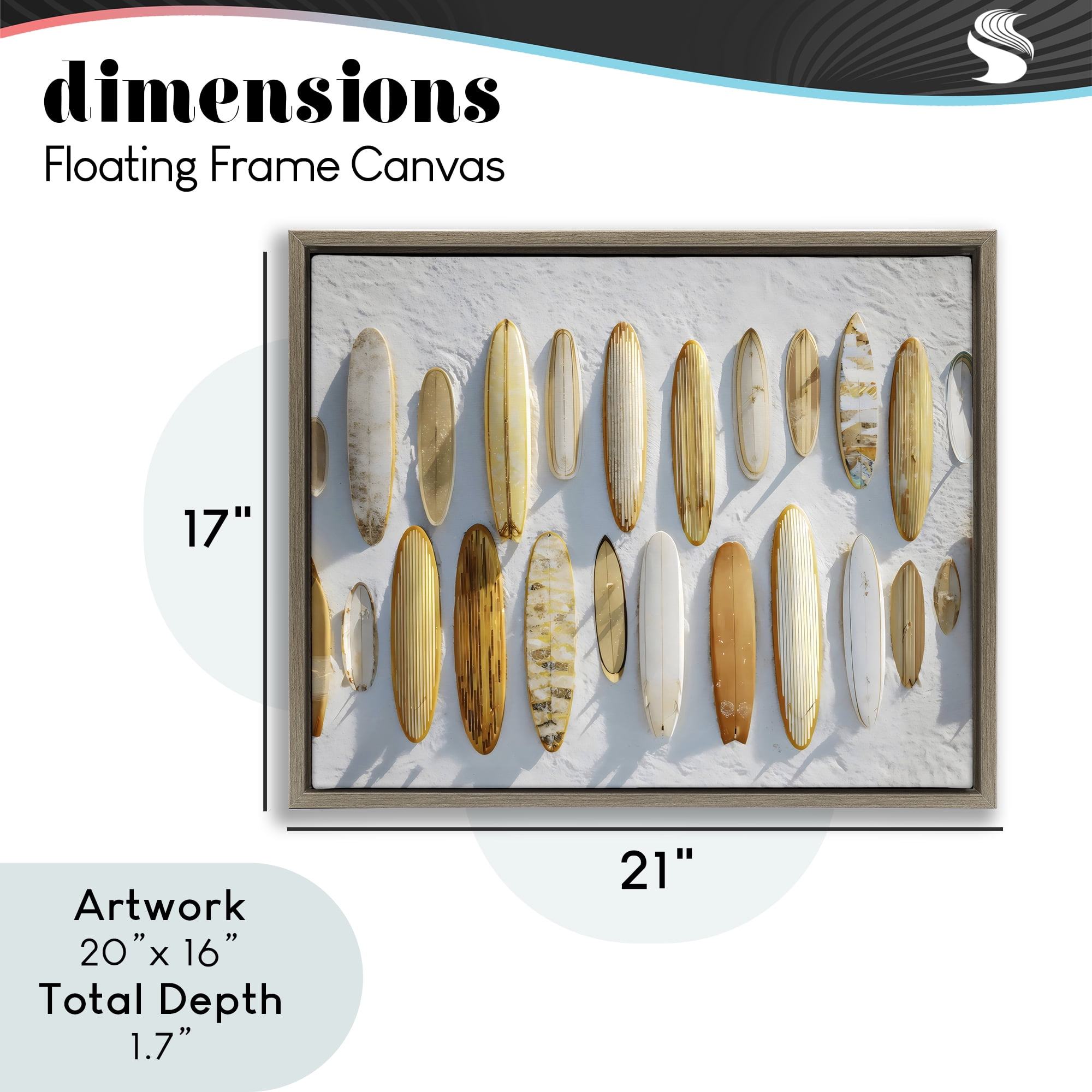 Stupell Industries Vintage Surfboard Collection Brown Framed Floater Canvas Wall Art, design by Franklyn Gregory