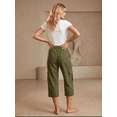 thumbnail image 3 of FAIOROI Cargo Capris for Womens High Waist Cropped Pants Back Elastic Waist Casual Outfits,Army Green 3XL, 3 of 5