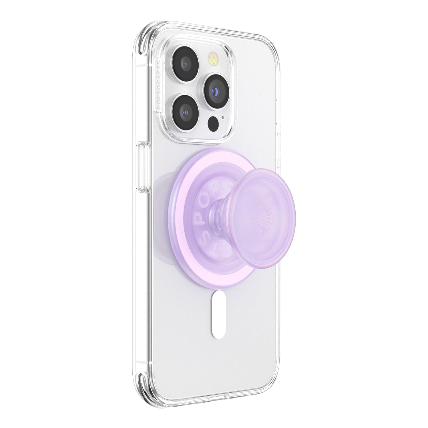 Popsockets PopGrip pour MagSafe Rond avec Anneau Adaptateur Opalescent Clear
