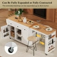 thumbnail image 5 of 85.5 Inch Kitchen Island with Extendable Dining Table, Rolling Kitchen Cart with Power Outlet, 3 Drawers, 2 Doors & Open Shelves, White, 5 of 14
