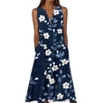 thumbnail image 2 of Momihoom Women's Sleeveless V-Neck Floral Print Midi Dress, Casual Button-Front Dress with Pockets, 2 of 5