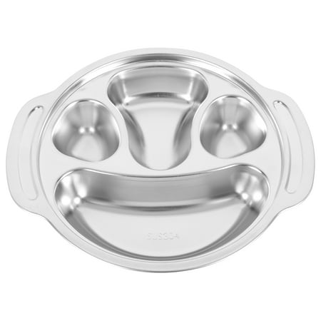 

1pc Stainless Steel Kids Dinner Plate Bowl Divided Unbreakable Toddler Plate