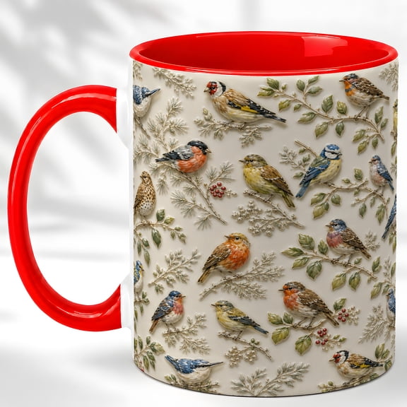 Porcelain Songbirds Coffee Mug, Bird Mug, Ceramic Cup