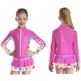 thumbnail image 6 of TSSOE Kids Figure Ice Skating Outfit Full Zip Up Jacket Rhinestone Sweatshirt with Colorful Skater Hot Pink 14, 6 of 7