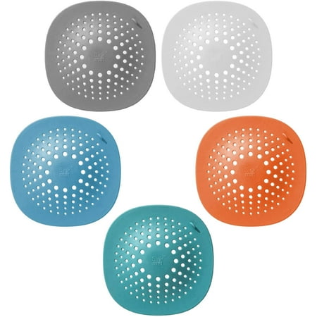 

5 Pack Hair Catcher Raised Design Shower Drain Protector Covers Durable Silicone Hair Stopper for Bathroom Bathtub Kitchen Sink Strainer Compatible with Most Floor Drains