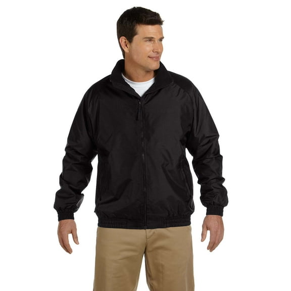 Harriton Fleece-Lined Nylon Jacket (M740) Black/Black, L