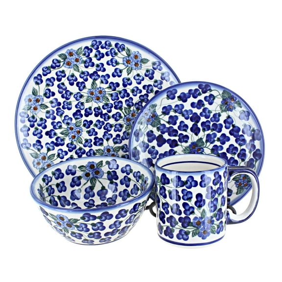 Blue Rose Polish Pottery Royal Vine 16 Piece Dinner Set
