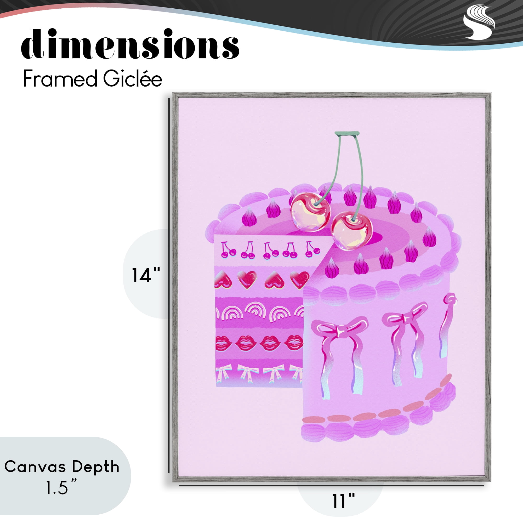 Stupell Industries Pastel Cherry Layered Cake Gray Framed Giclee Art, design by Ziwei Li