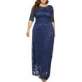 thumbnail image 6 of Eternatastic Womens Floral Lace 2/3 Sleeves Maxi Dress Evening Party Long Dress 3XL Deep Blue, 6 of 6