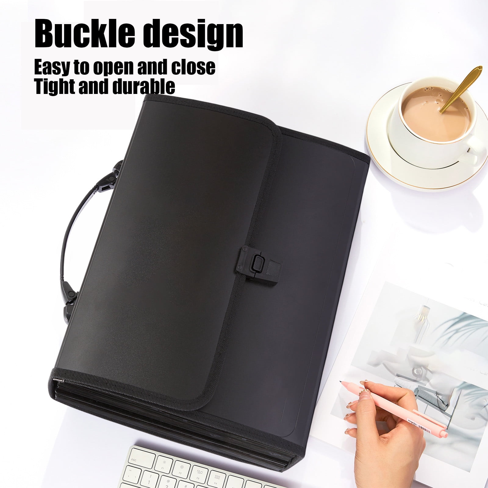 A4 Document Organizer 26-Pocket Accordion File Folder with Labels Snap Closure for Office College Subject Storage