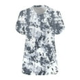 thumbnail image 5 of Womens Tops under $5 Plus-Size Short Sleeved V-Neck Printing Base Shirt Gray XXXXXL, 5 of 5