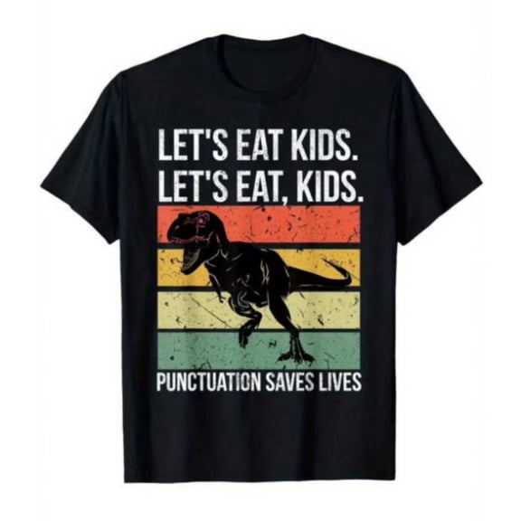 Funny 'Let's Eat Boys' Dinosaur Graphic T- Shirt , T-Shirt for Kids Youth, 180gsm, 100% Cotton
