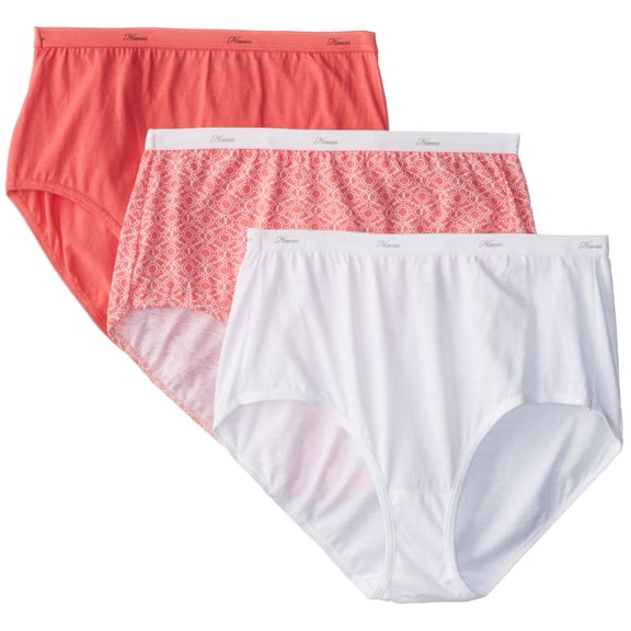 Hanes Women's Panties Pack, Classic Cotton Brief Underwear (Retired Options, May Vary), Assorted Colors, 3-Pack, 6