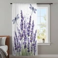 thumbnail image 4 of Purple Lavender Sheer Curtains 72 Inches Long, Pastoral Botanical Floral Dragonfly Light Filering Curtains, Breathable Simi Curtain Privacy Drapes for Living Room Bedroom Lightweight Window Treatment, 4 of 9