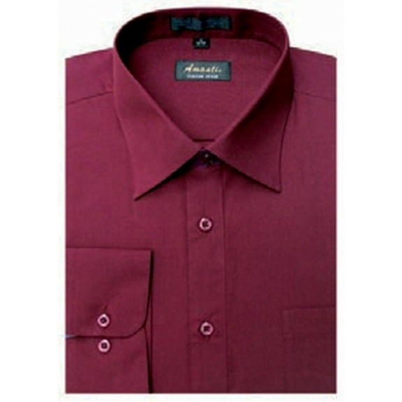 Amanti Men's Wrinkle Free Burgendy Dress Shirt