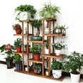 thumbnail image 5 of Tall Wood Plant Stand Flower Pots Stand Artworks Display Rack for Garden Balcony  Brown, 5 of 10