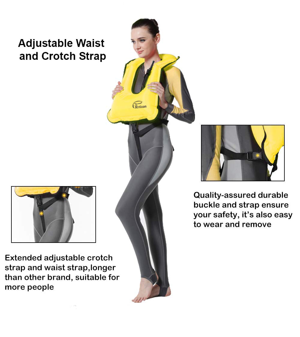Rrtizan Snorkel Vest, Adults Portable Inflatable Swim Vest Jackets for  Snorkeling Swimming Diving
