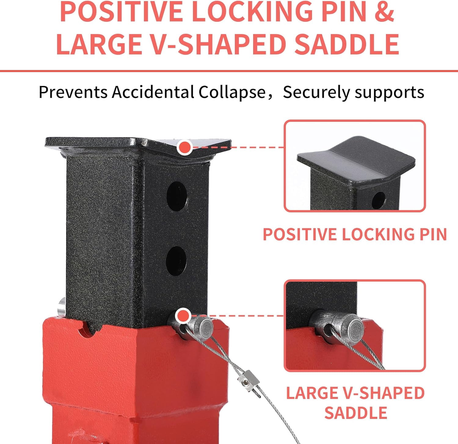 QinaQin 2 PC 12 Ton Pin Type Car Jack Stands,Professional Heavy Duty Pin-Style Supports with Quick-Release Locking for Trucks,RVs,Red