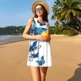 thumbnail image 3 of Disketp Blue Flying Butterflies para Vestido sin Mangas para Mujeres, Vestidos de Verano para Mujeres, Casual y Holgado para la Playa, 3 of 7
